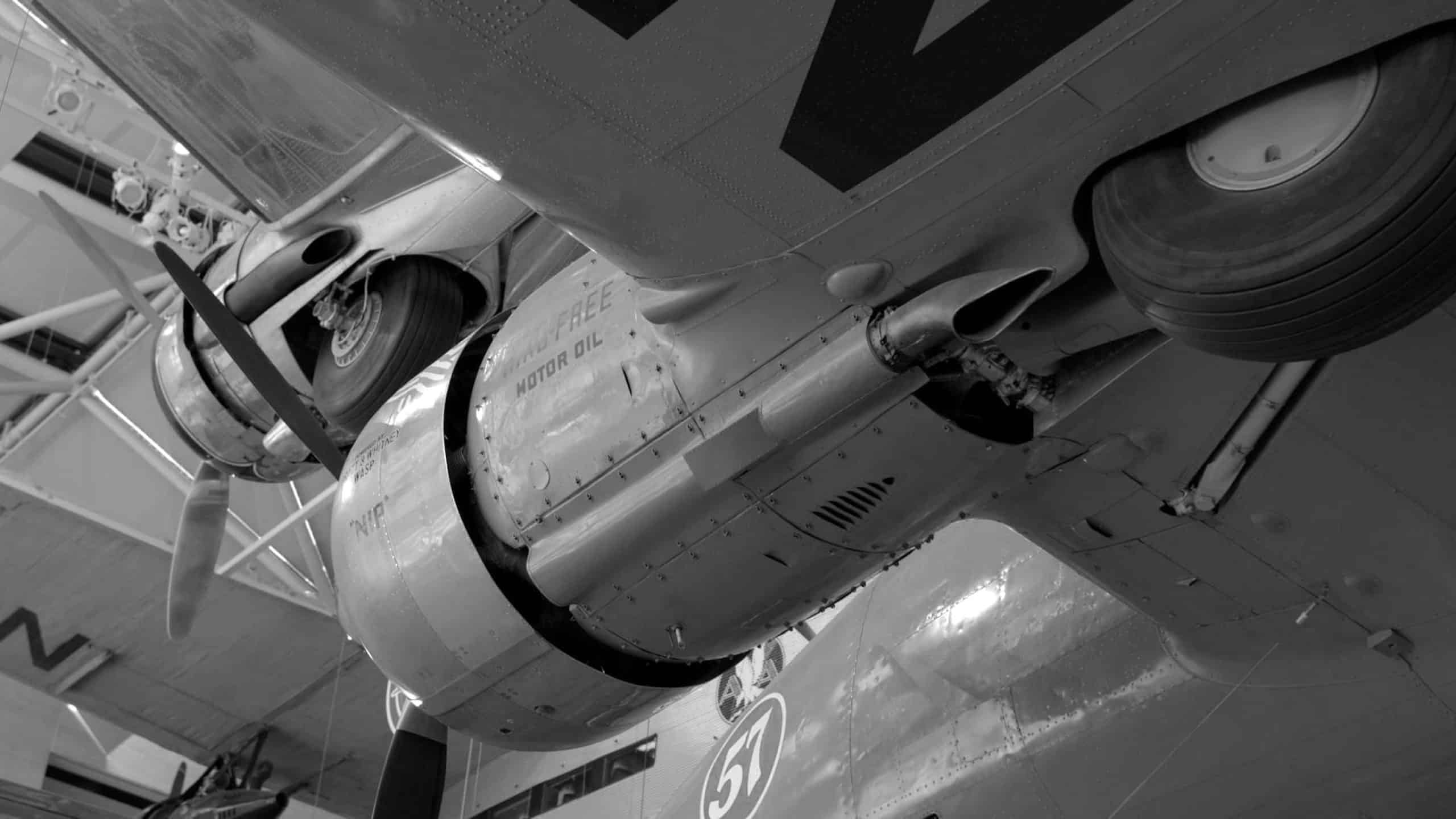 black and white image of underside of an defence aircraft